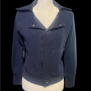 Brazeau tricot Women's cashmere  Navy moto Jacket small/2